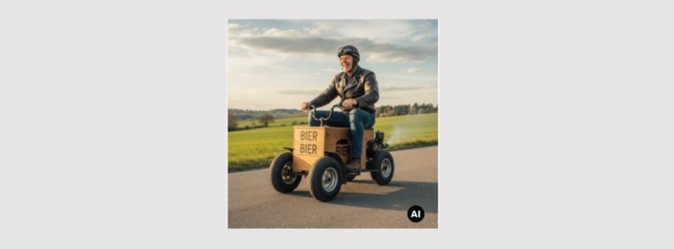Man on a motorized beer crate