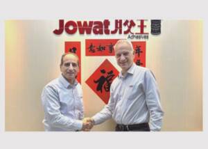 Two men shaking hands.