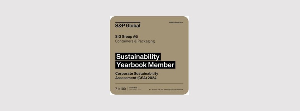 SIG Group hat sich einen Platz im renommierten S&P Global Sustainability Yearbook 2025 gesichert und bestätigt damit erneut die Position als eines der weltweit führenden Unternehmen im Bereich nachhaltiger Geschäftspraktiken.