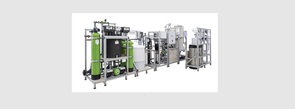 Ultrapure water system with pre-treatment: Grünbeck Wasseraufbereitung GmbH manufactures this complete system for the production of ultra-pure water for the operation of a 1 MW electrolyser.