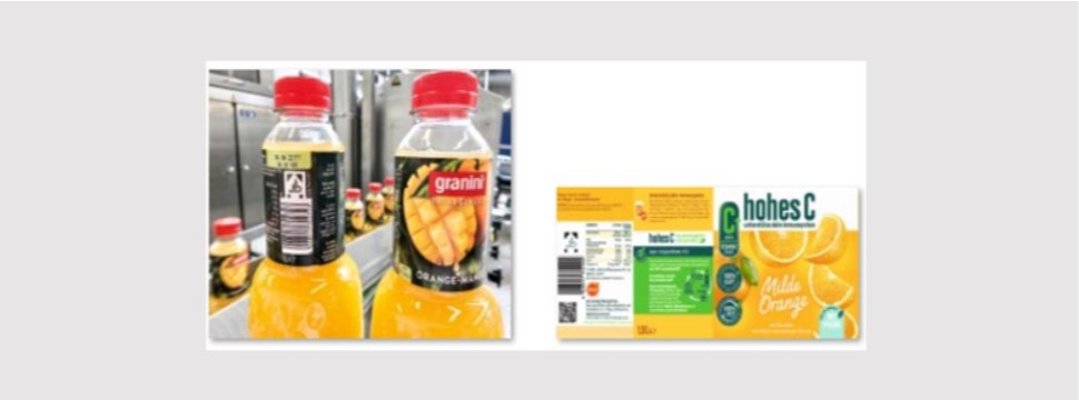 Ab August werden die ersten granini Flaschen mit Pfand-Etikett im Supermarkt stehen. //  hohes C informiert auf seinen Etiketten zum „Nachhaltigkeitsversprechen“ der Marke und kommt ab September mit Pfand in die Regale.