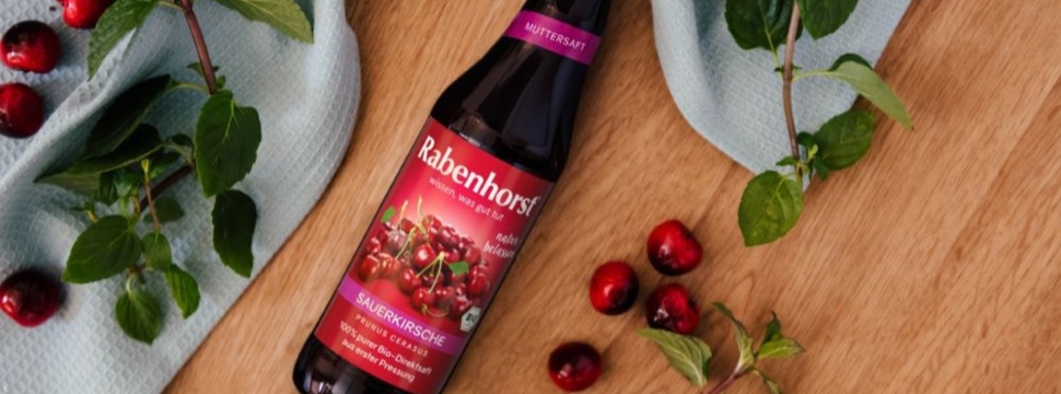 NEW: Rabenhorst organic direct sour cherry juice now also available in 700/750 ml amber glass bottles