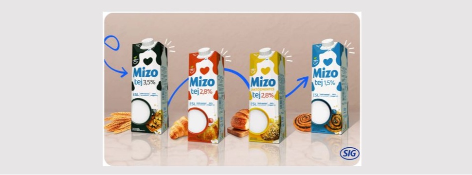 Sole-Mizo dairy products in SIG carton packs.