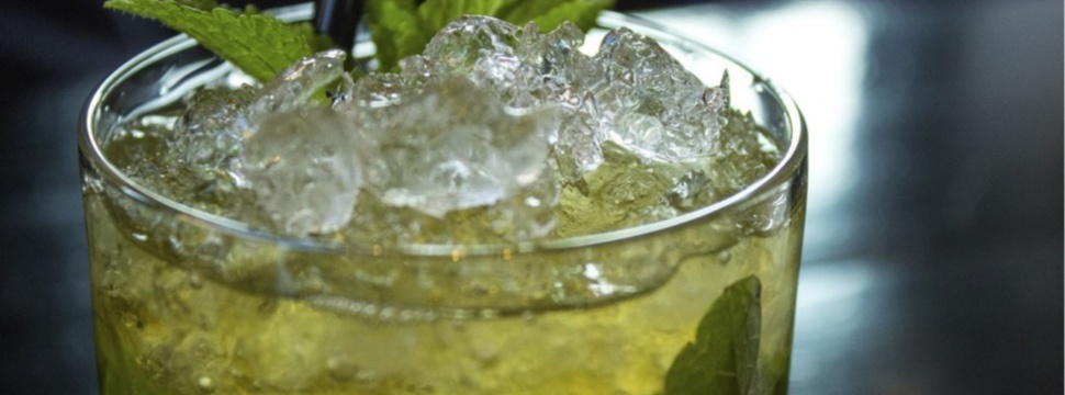 Cold beverage with ice cubes