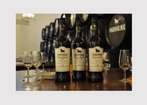 Sherry bottles and harbour glasses