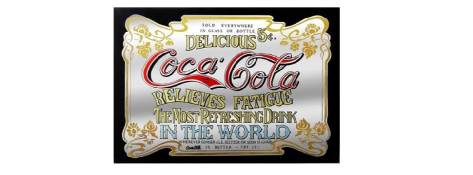 Old commercial sign for Coca-Cola against fatigue
