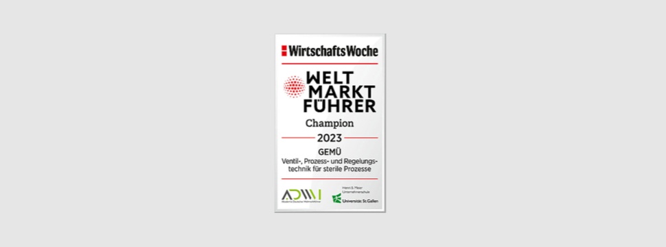 GEMÜ honoured by WirtschaftsWoche as "Global Market Leader" for the seventh time in a row