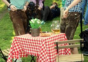 Two men in lederhosen seem to be ready for the test.