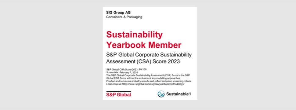 SIG wurde erneut in das internationale S&P Global Sustainability Yearbook aufgenommen.