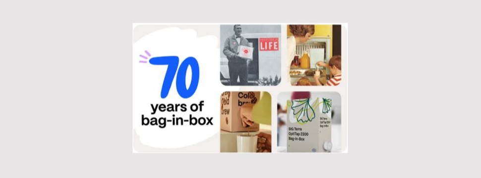 In diesem Jahr feiert SIG den 70. Jahrestag der Erfindung von Bag-in-Box, einer bahnbrechenden Innovation, die zu einem festen Bestandteil des SIG-Verpackungsportfolios geworden ist. In diesem Jahr feiert SIG den 70. Jahrestag der Erfindung von Bag-in-Box